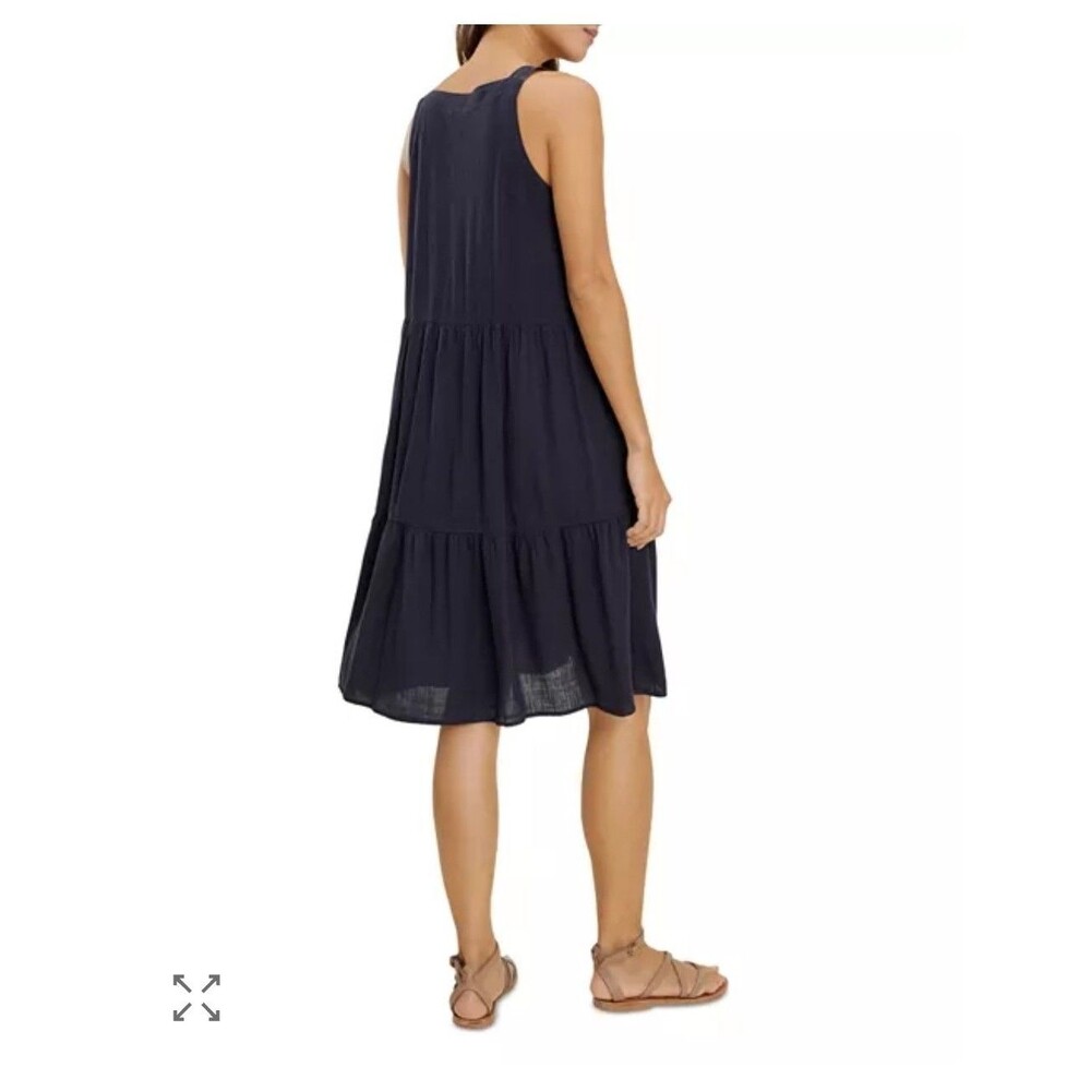 Splendid Napa Tiered Tank Dress Women MEDIUM Black Sundress Coastal Beach Resort - Picture 2 of 10